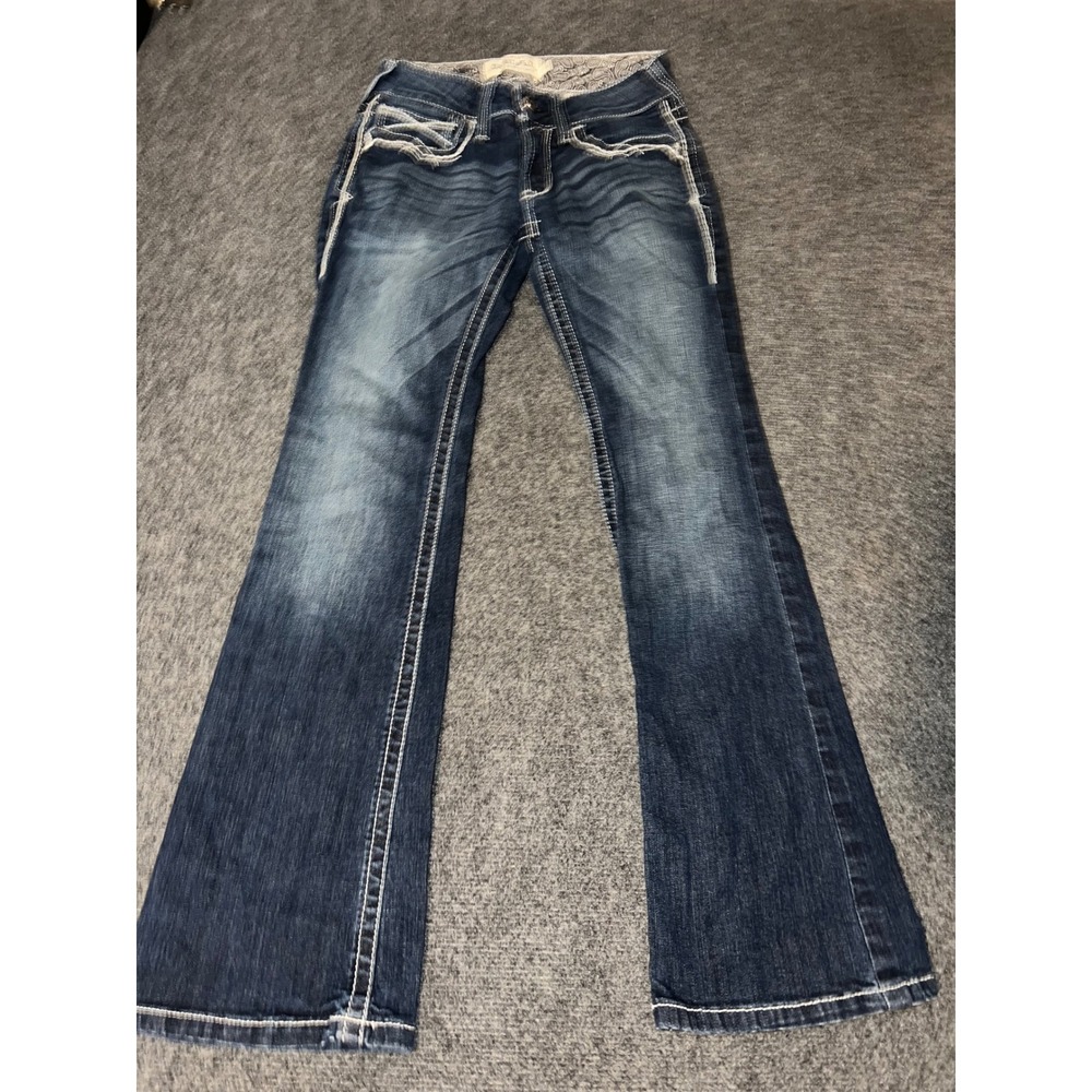 Ariat REAL Denim Womens Bootcut Jeans Size 25S Dark Wash Stretch Blue